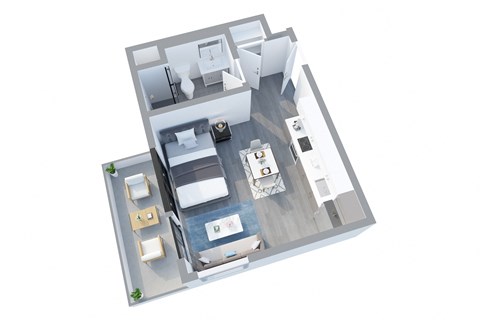 Floor plan for studio, 1 bath, 400 sqft